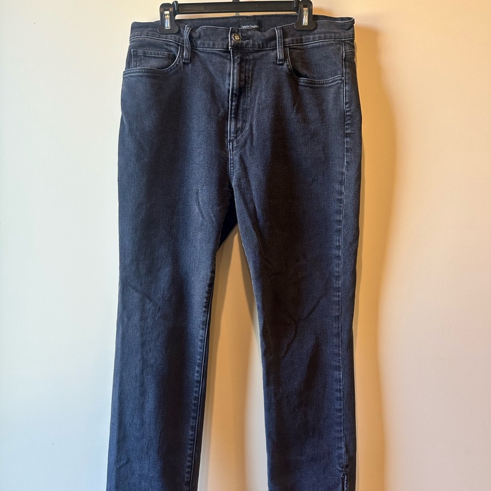 Favorite Daughter Black Distressed Jean w/ Ankle Slits Sz 14